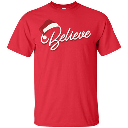 Christmas T-shirt Believe In Santa Claus Red