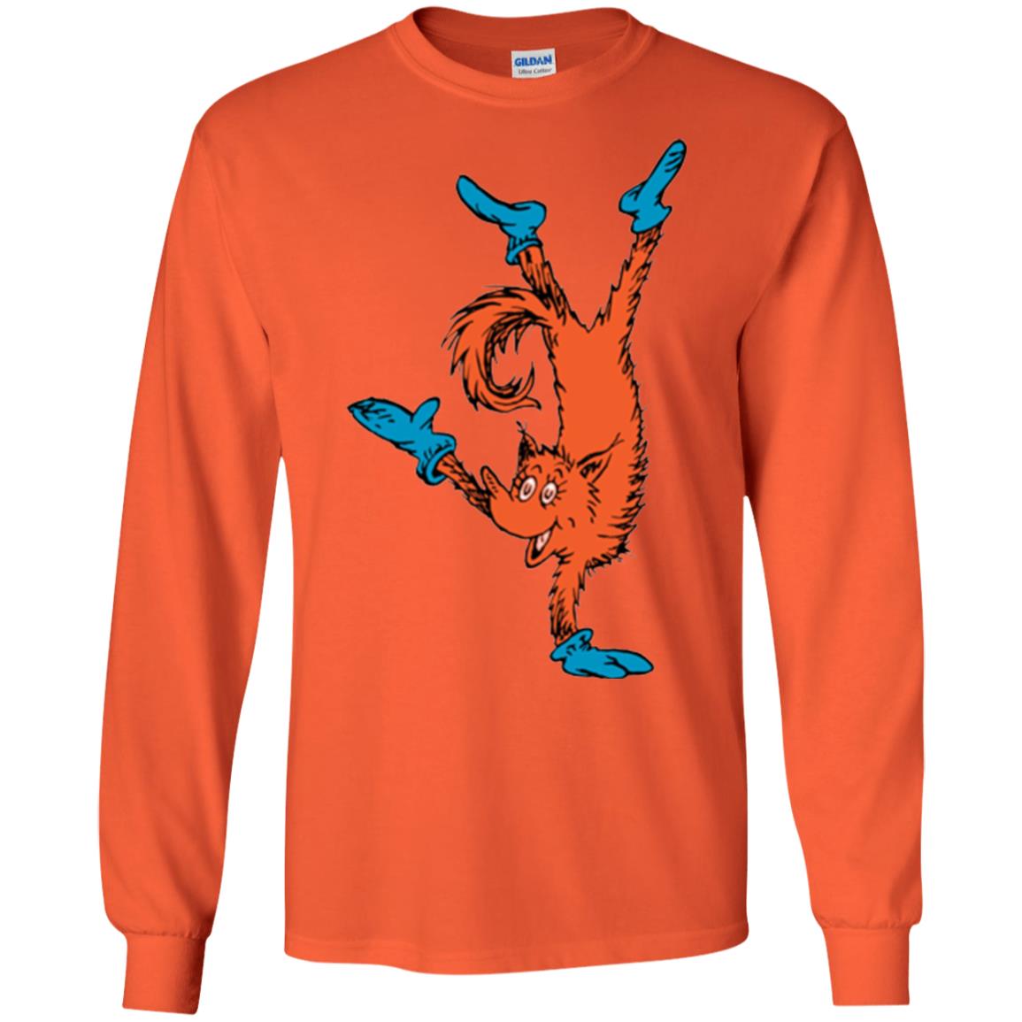 Dr. Seuss Fox In Socks Handstand Book Lover T-shirt Orange