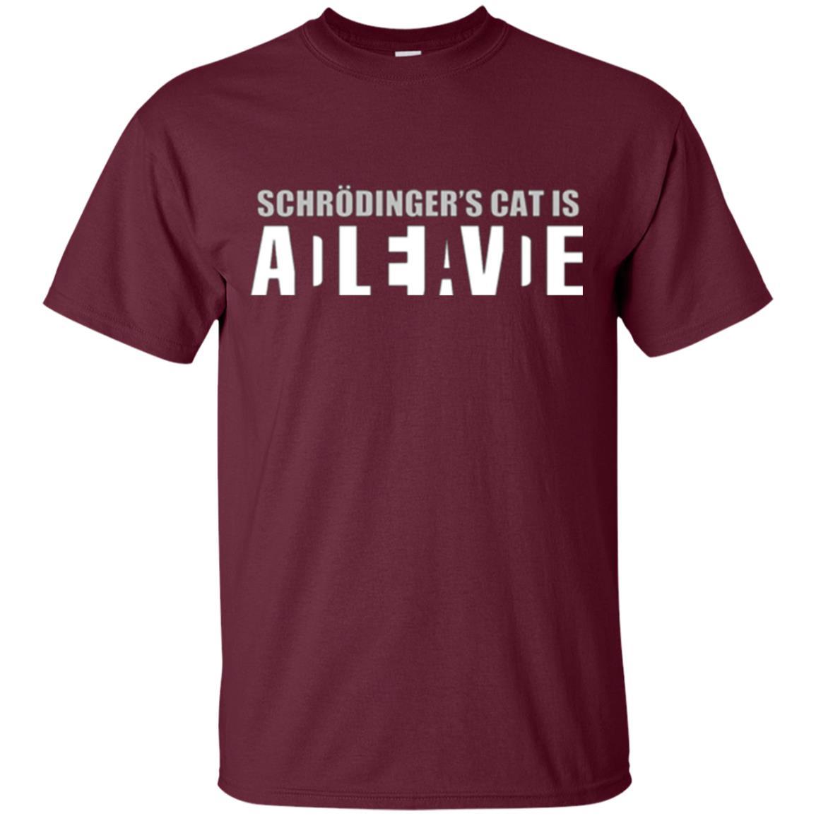 Science T-shirt Schrodinger's Cat Is Dead Or Alive Maroon