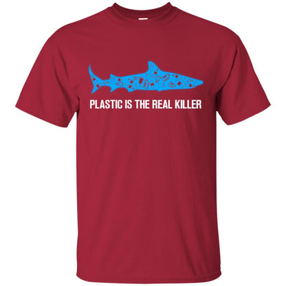 Plastic Is The Real Killer Save Ocean Shark Shirt Cardinal