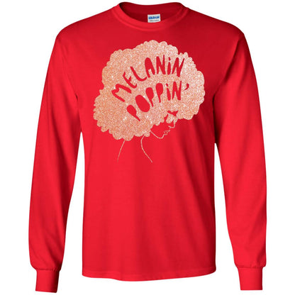 Melanin Poppin Black Beauty African Pride Rose Gold T-shirt Red