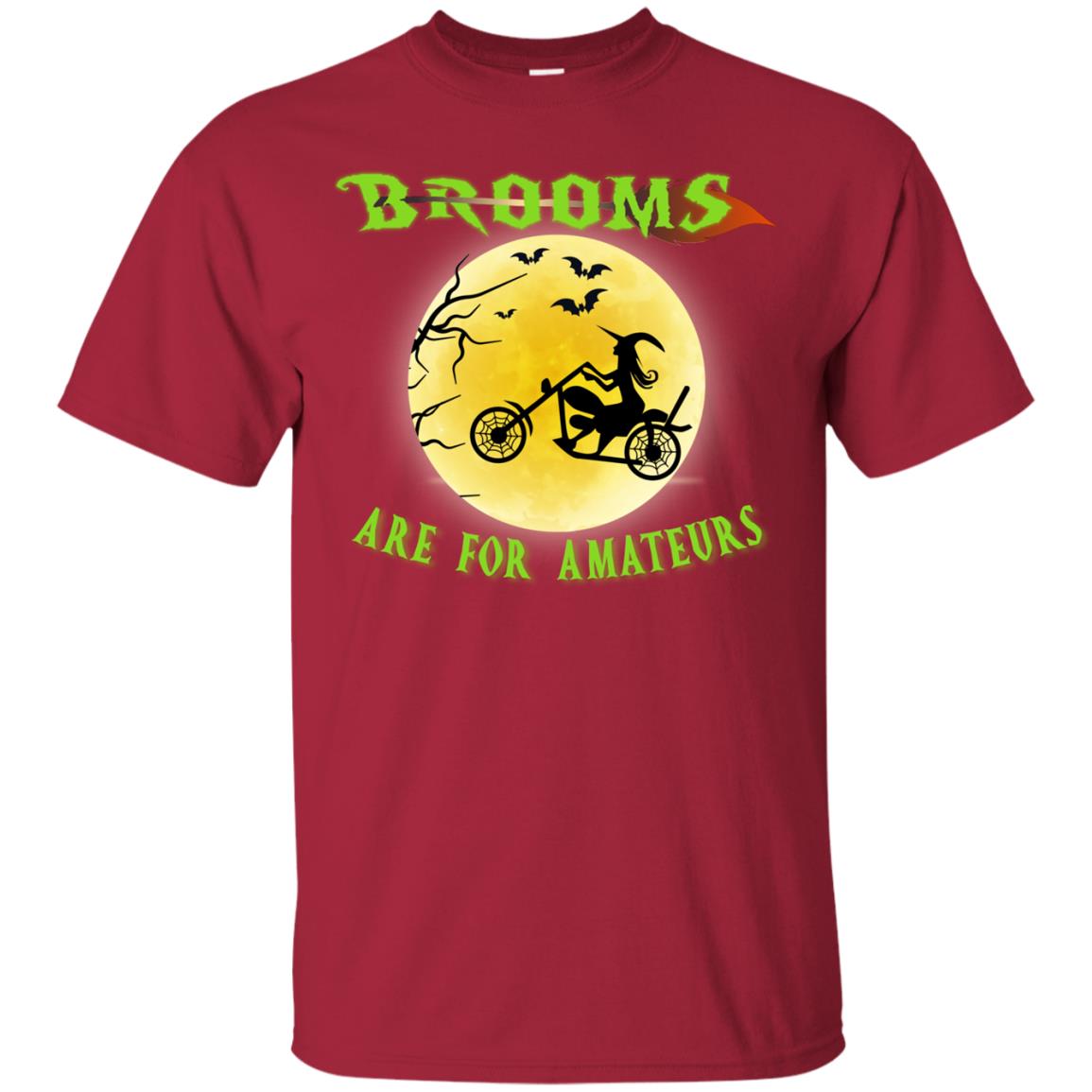 Brooms Are For Amateurs Witches Ride A Motorcycle Funny Halloween Shirt Cardinal