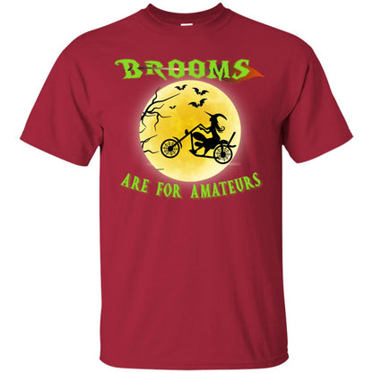 Brooms Are For Amateurs Witches Ride A Motorcycle Funny Halloween Shirt Cardinal