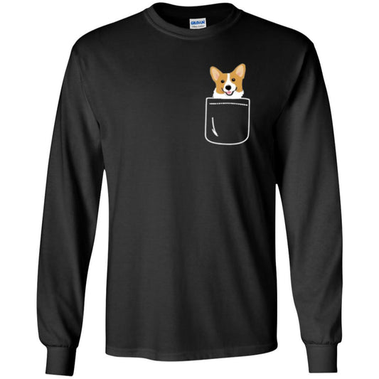 Puppy Dog Lover T-shirt Corgi In Your Front Pocket Black