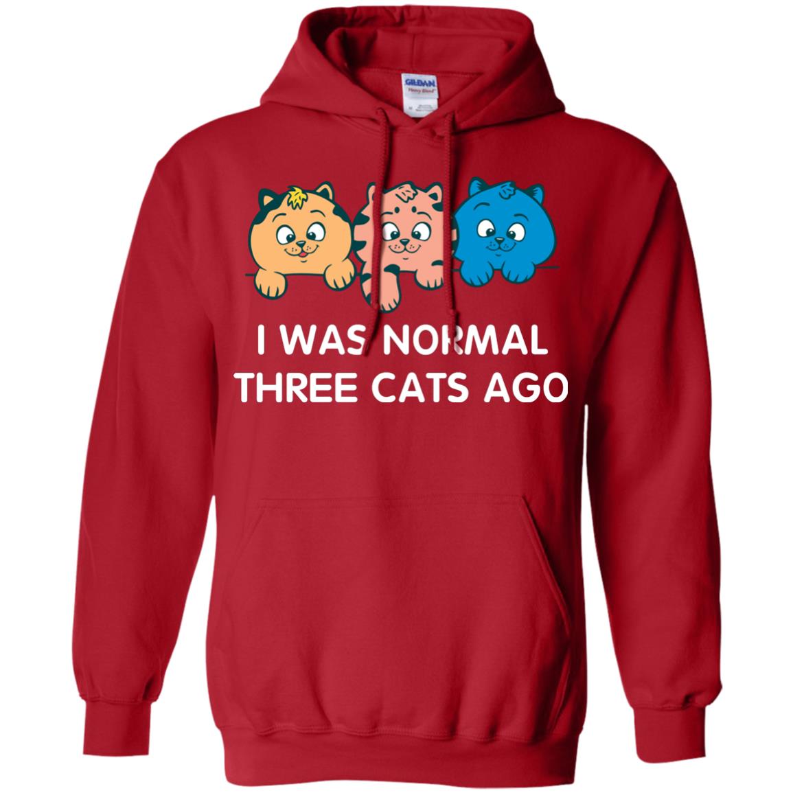 Cat Lover T-shirt I Was Normal Three Cats Ago Red