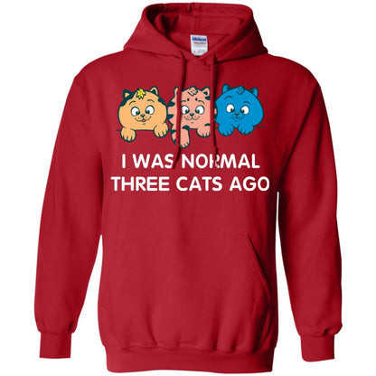 Cat Lover T-shirt I Was Normal Three Cats Ago Red