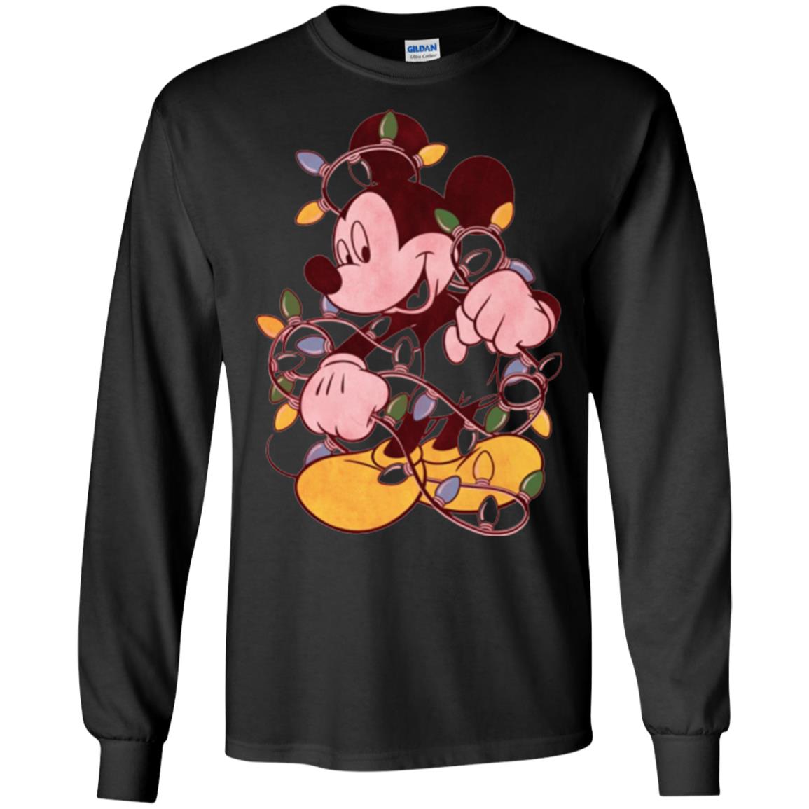 Christmas Lights T-shirt Disney Mickey Mouse Black
