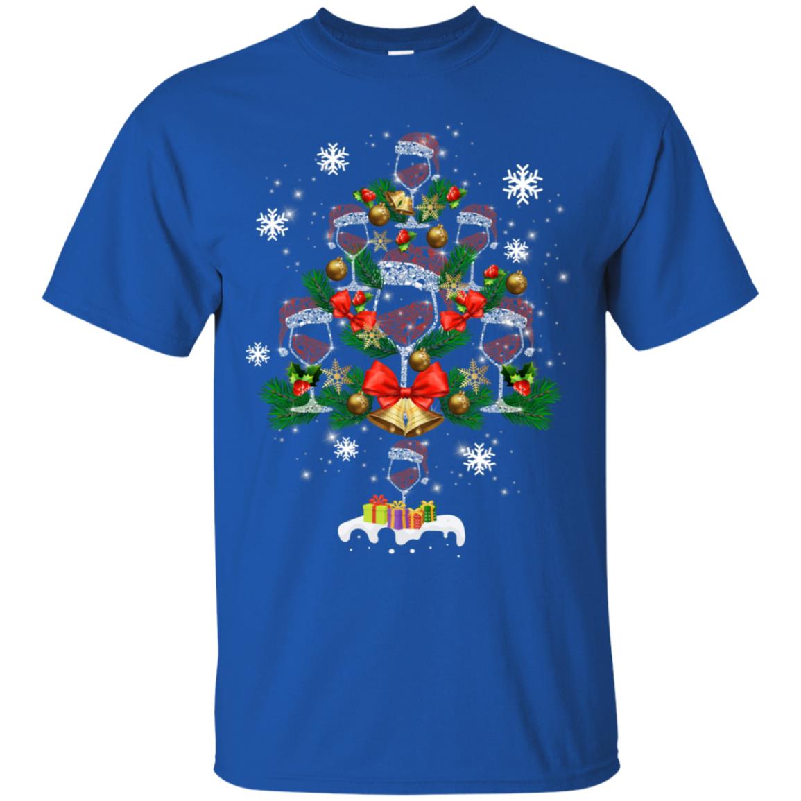 Wine X-mas Tree Drinking Lovers Idea Shirt Royal