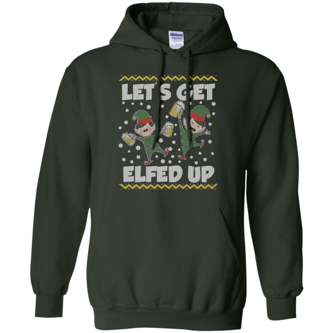 Christmas T-shirt Let's Get Elfed Up Forest Green