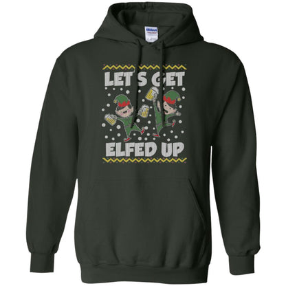 Christmas T-shirt Let's Get Elfed Up Forest Green