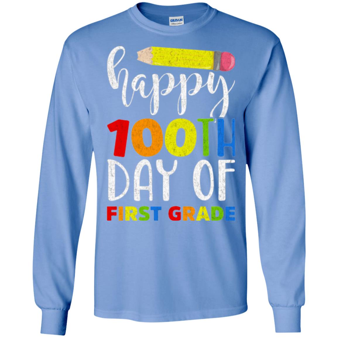Children T-shirt Happy 100th Day Of First Grade Carolina Blue