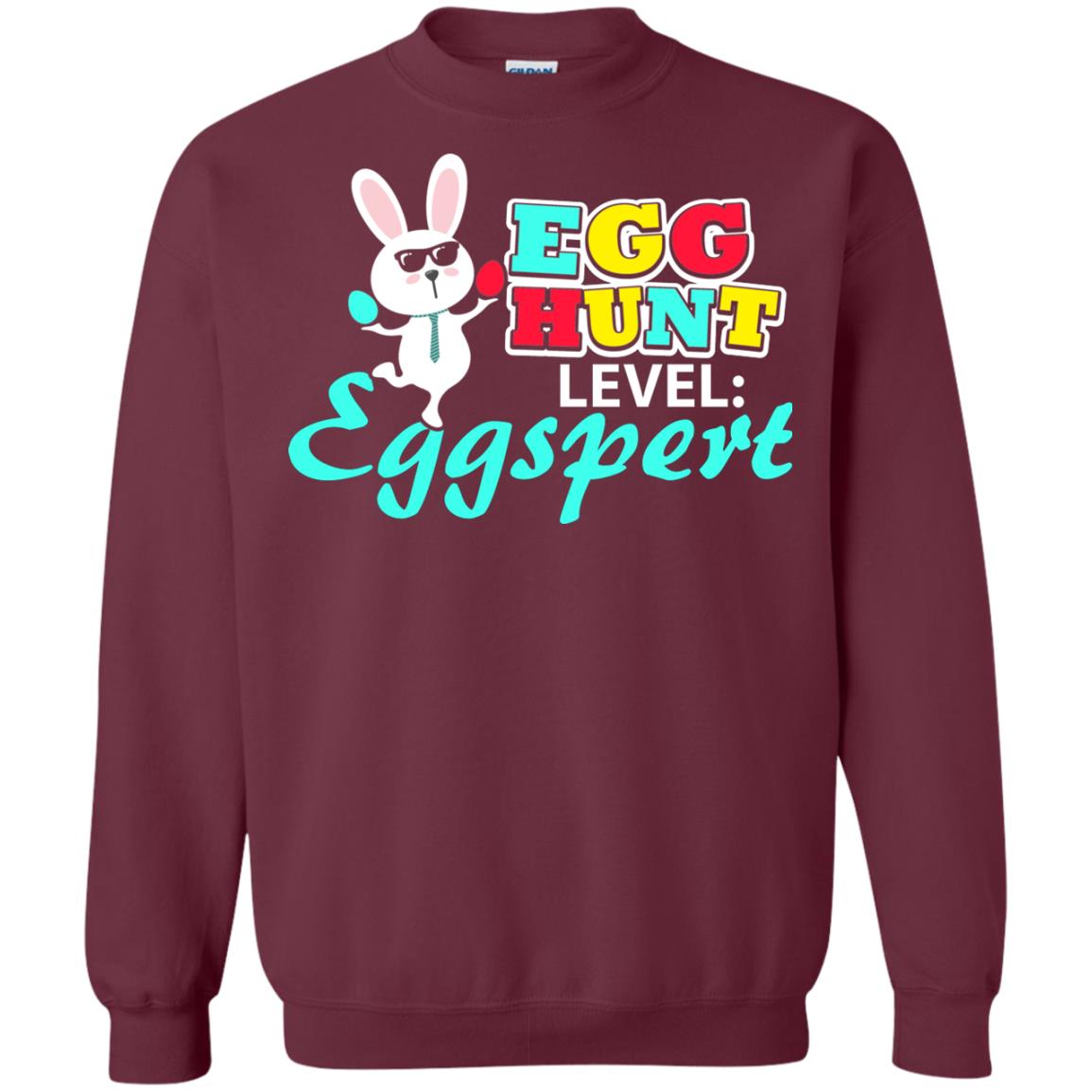 Egg Hunt Level Eggspert Easter Holiday T-shirt Maroon