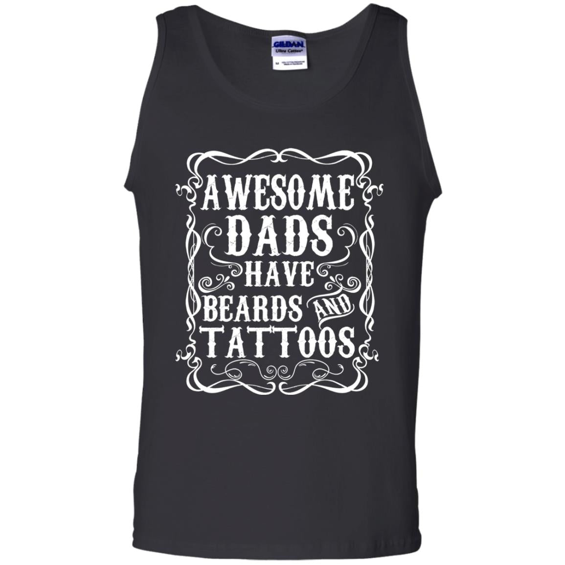 Awesome Dads Have Tattoos And Beards Funny Daddy T-shirt Black