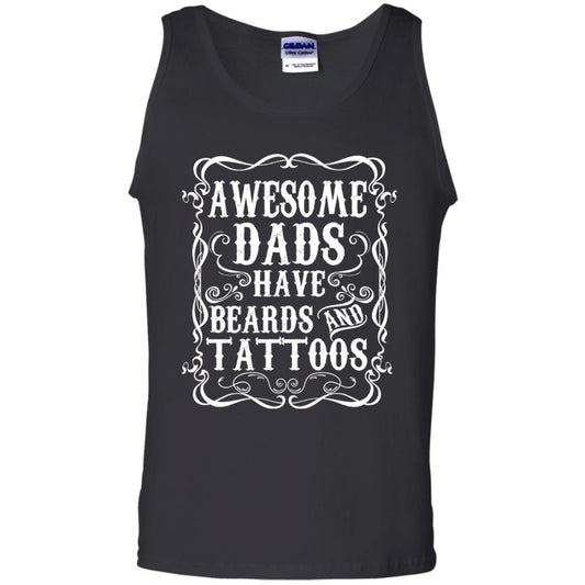 Awesome Dads Have Tattoos And Beards Funny Daddy T-shirt Black