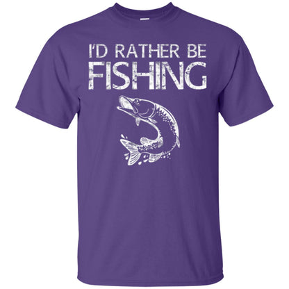 Funny Fisherman T-shirt I_d Rather Be Fishing Purple