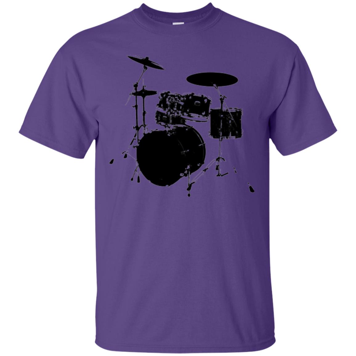 Drum Lovers T-shirt Drum Kit Stencil Print Purple