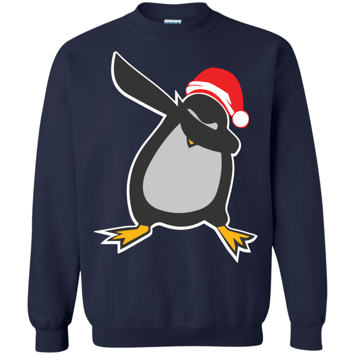 Christmas T-Shirt Dabbing Penguin Navy