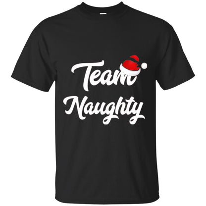 Christmas T-shirt Team Naughty Nice Santa Hat T-shirt Black