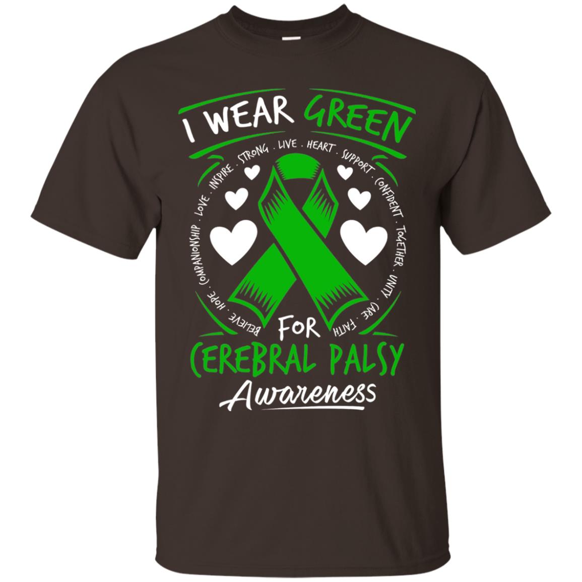 Cerebral Palsy Awareness T-shirt I Wear Green Dark Chocolate