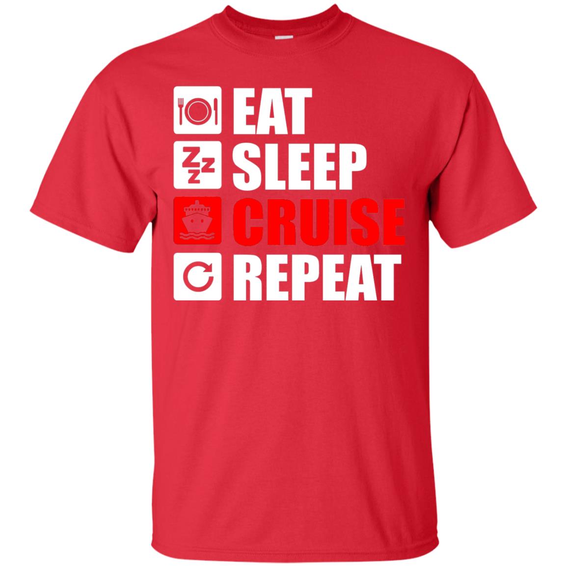 Eat Sleep Cruise Repeat Summer Vacation T-shirt Red