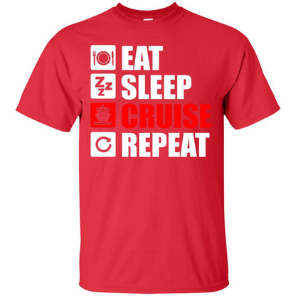 Eat Sleep Cruise Repeat Summer Vacation T-shirt Red