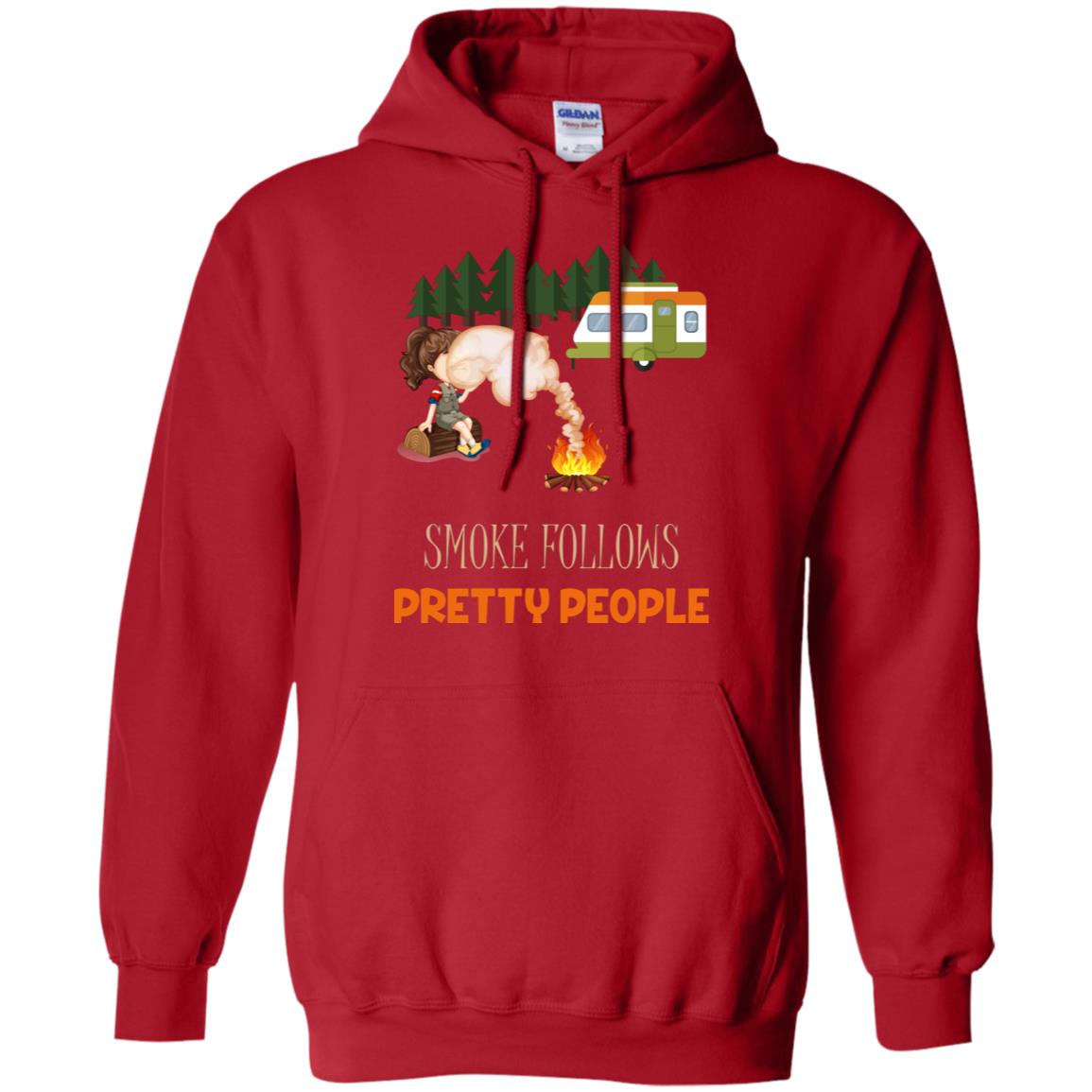 Smoke Follows Pretty People Camping Bbq Gift Shirt Red