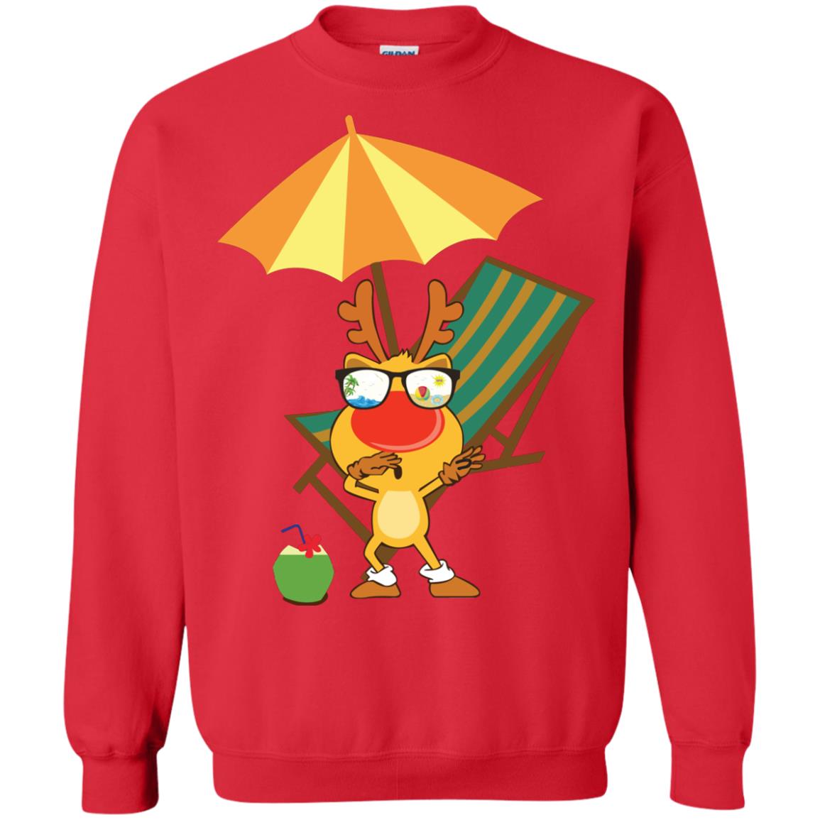 Dabbing Reindeer With Sunglasses Celebrate Xmas In July 2018 Shirt Red