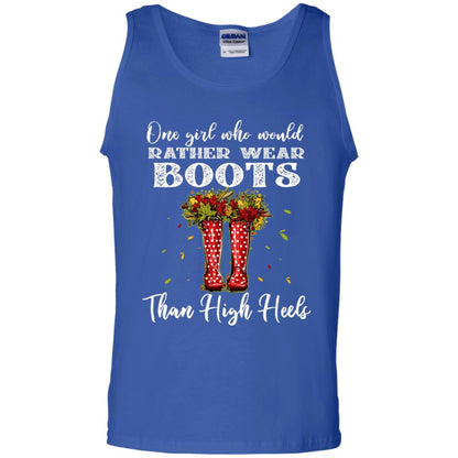 One Girl Who Would Rather Wear Boots Than High Heels Shirt Royal