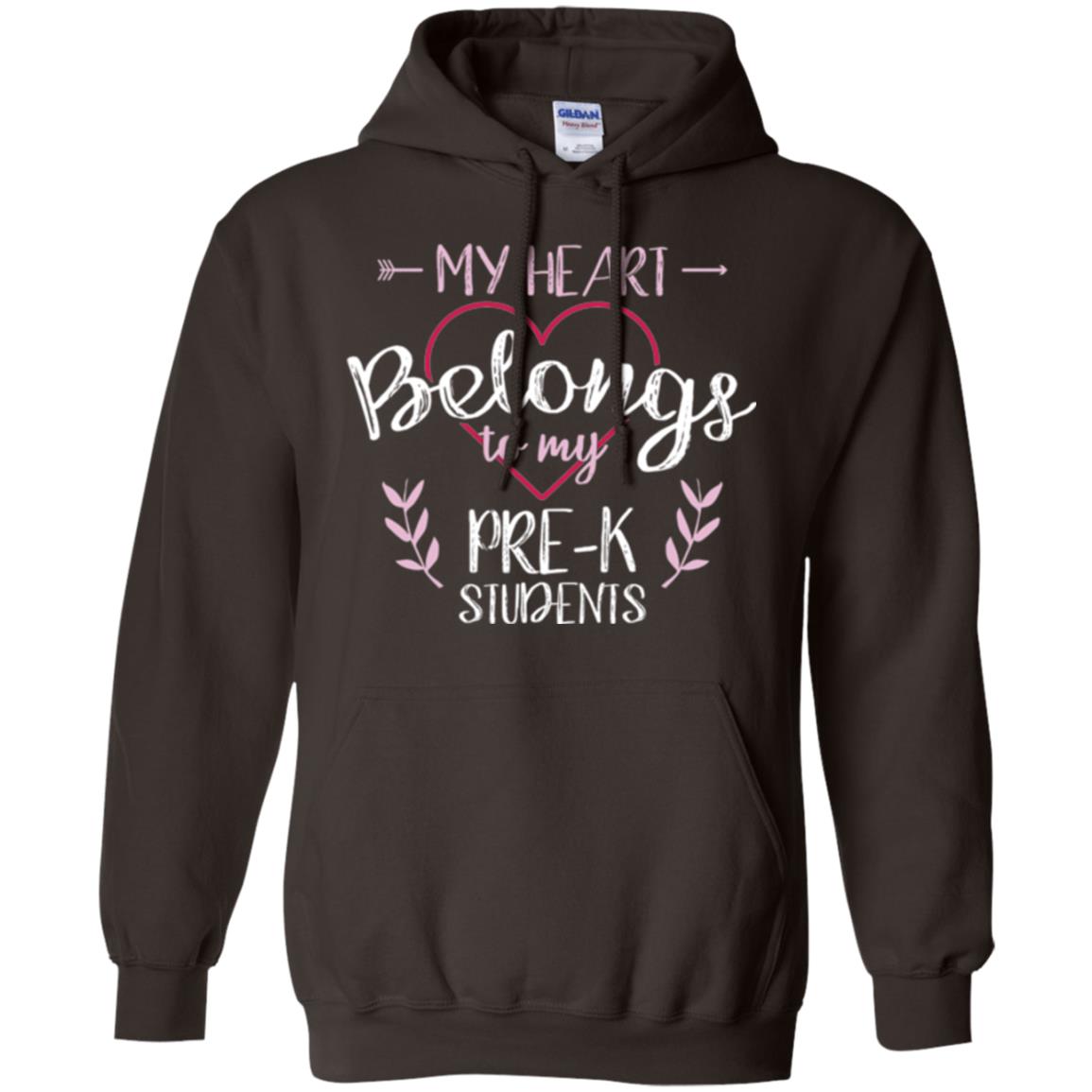 Teacher T-shirt My Heart Belongs To My Pre-k Students Dark Chocolate