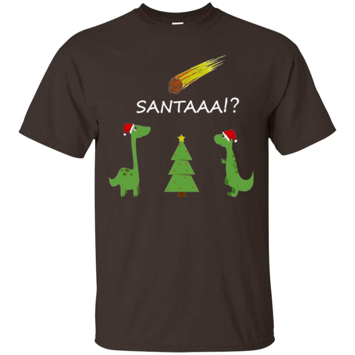 Christmas T-shirt Funny Dinosaus Santaaa Dark Chocolate
