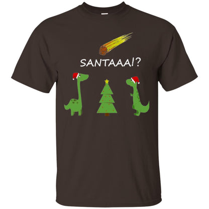 Christmas T-shirt Funny Dinosaus Santaaa Dark Chocolate