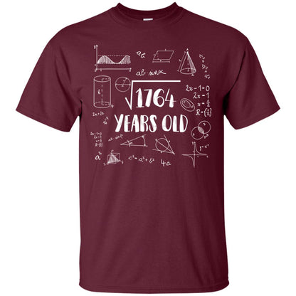Square Root Of 1764 42nd Birthday 42 Years Old Math T-shirt Maroon