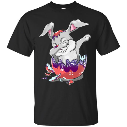 Funny Dabbing Bunny T-shirt For Kids Easter Gift Black