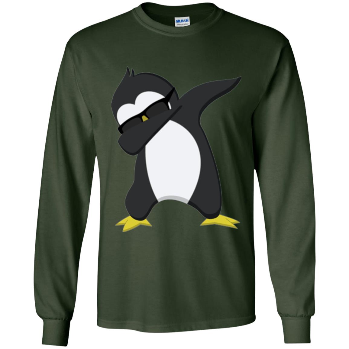 Chirstmas T-shirt Dabbing Penguin Forest Green