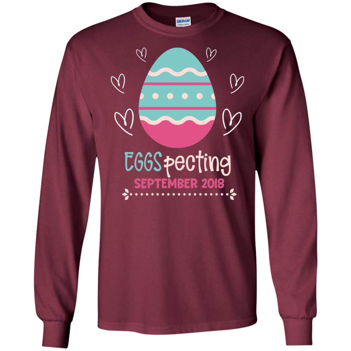 Easter Pregnancy Announcement Shirt Eggspecting September 2018 Maroon