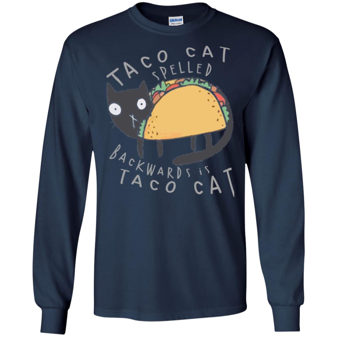 Cat Lovers T-shirt Taco Cat Spelled Backward Is Taco Cat Navy