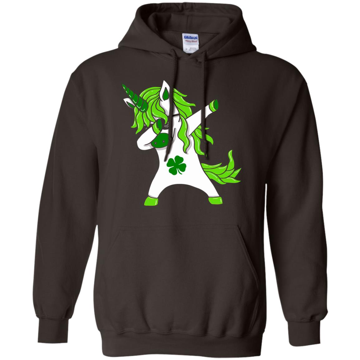 Dabbing Unicorn St Patricks Day Lepricorn T-shirt Dark Chocolate
