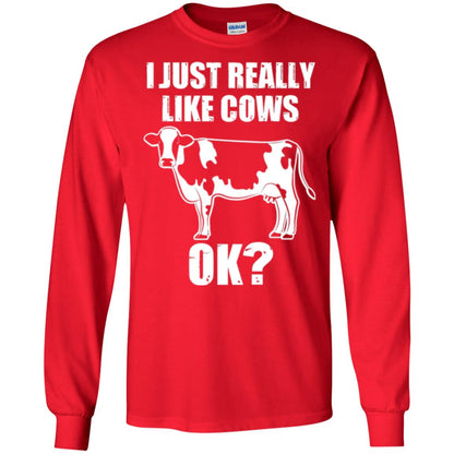 Cow Lovers T-shirt I Just Really Like Cows Ok Red