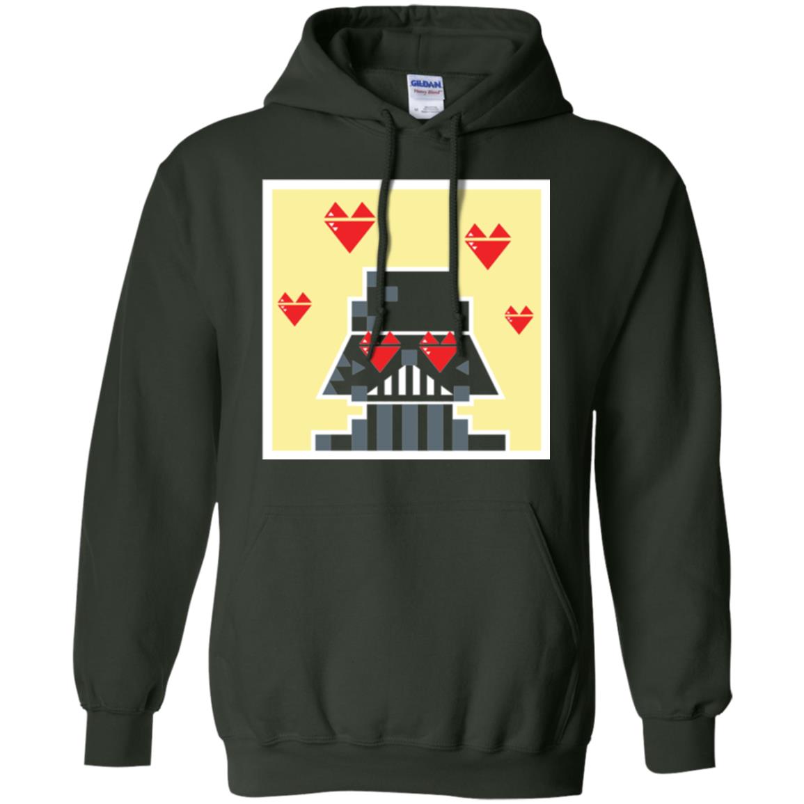 Star Wars Vader Pixel Heart Eyes Valentine_s Graphic T-shirt Forest Green