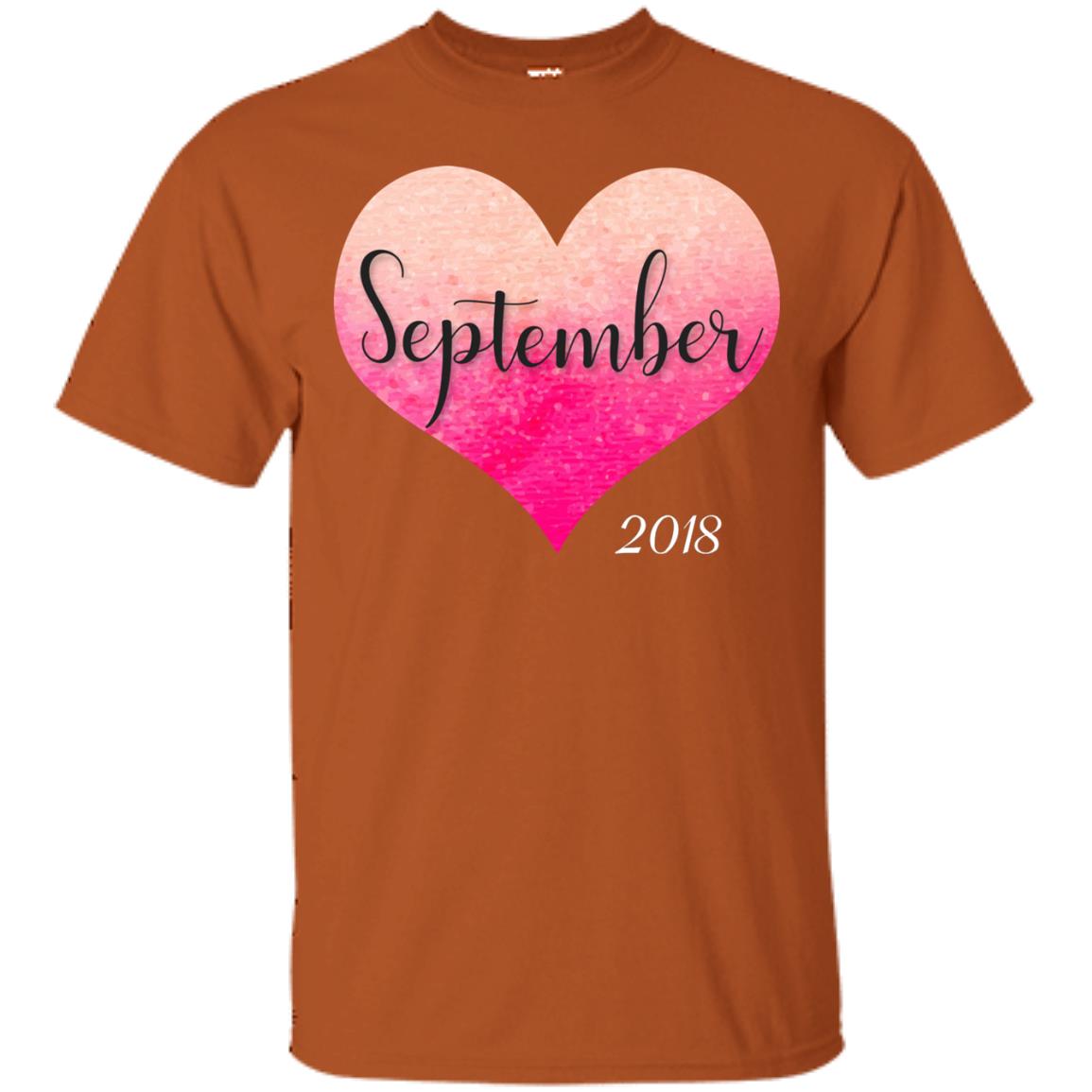 Pregnancy Reveal Announcement Party September 2018 Shirt Texas Orange
