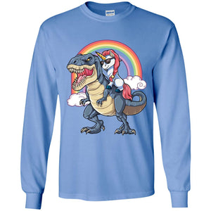 Unicorn Riding Dinosaur Shirt Unicorns Rainbow