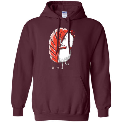 Sushi Lover T-shirt Salmon Sashimi Sushi Hug Love Maroon