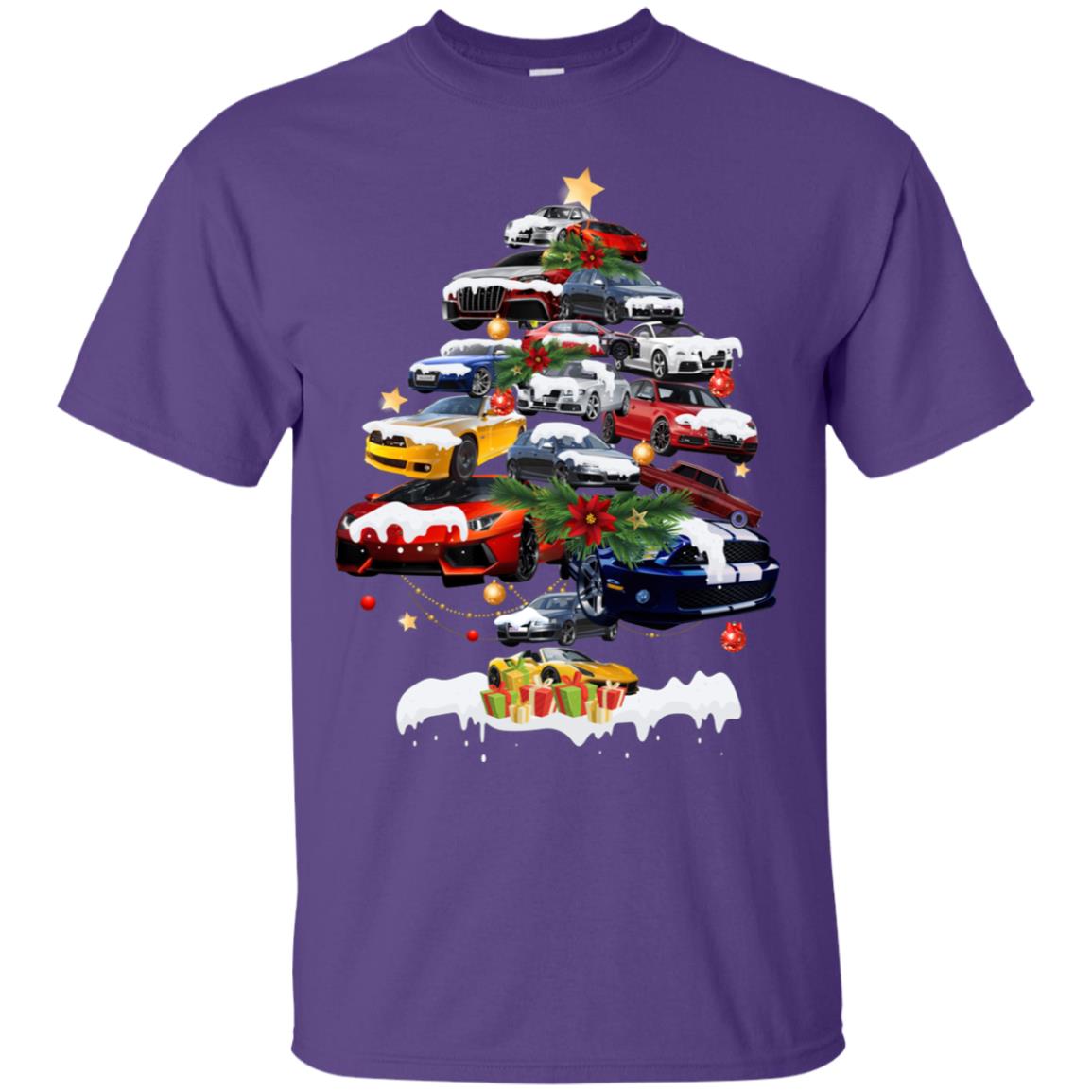 Cars Christmas Tree X-mas Gift Shirt For Mens Or Womens Purple