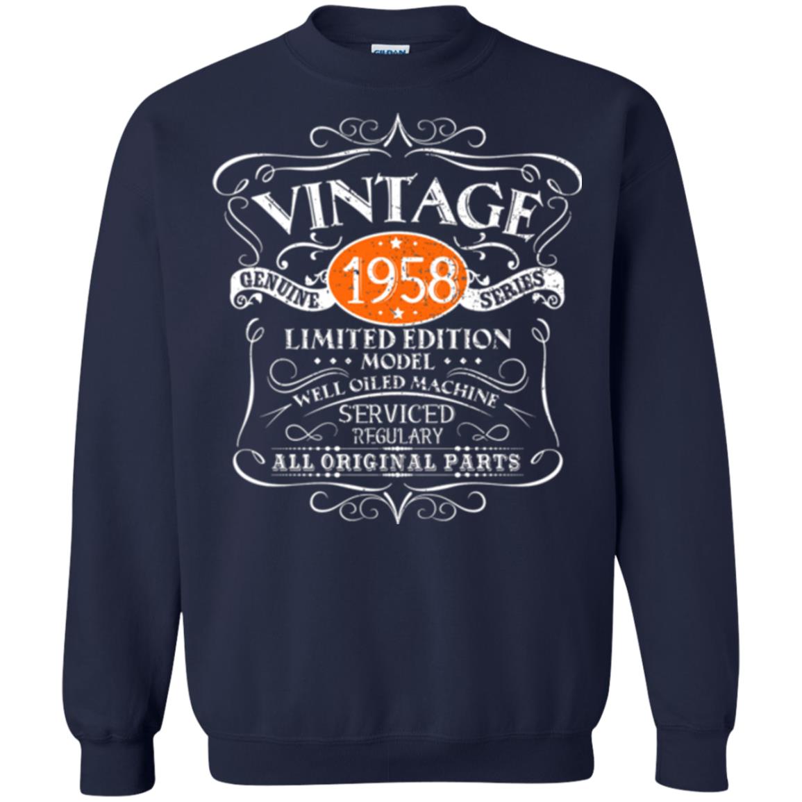 Vintage 60th Birthday T-shirt 1958 All Original Parts Navy
