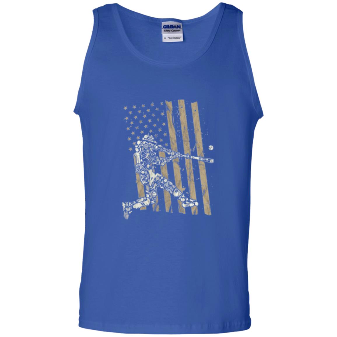 Baseball Player T-shirt American Flag Royal