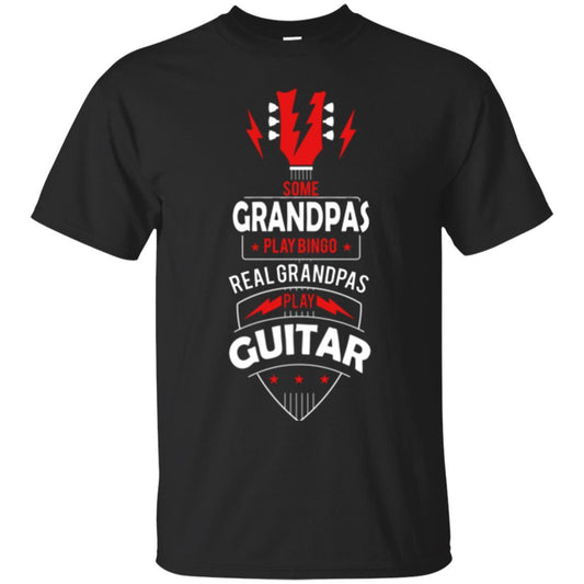 Papa T-shirt Some Grandpas Play Bingo Real Grandpas Play Guitar T-shirt Black