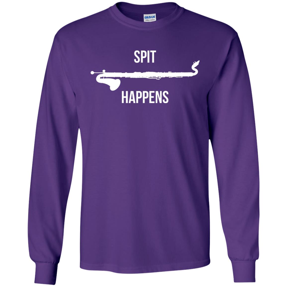 Funny Bass Clarinet T-shirt Spit Happens Purple