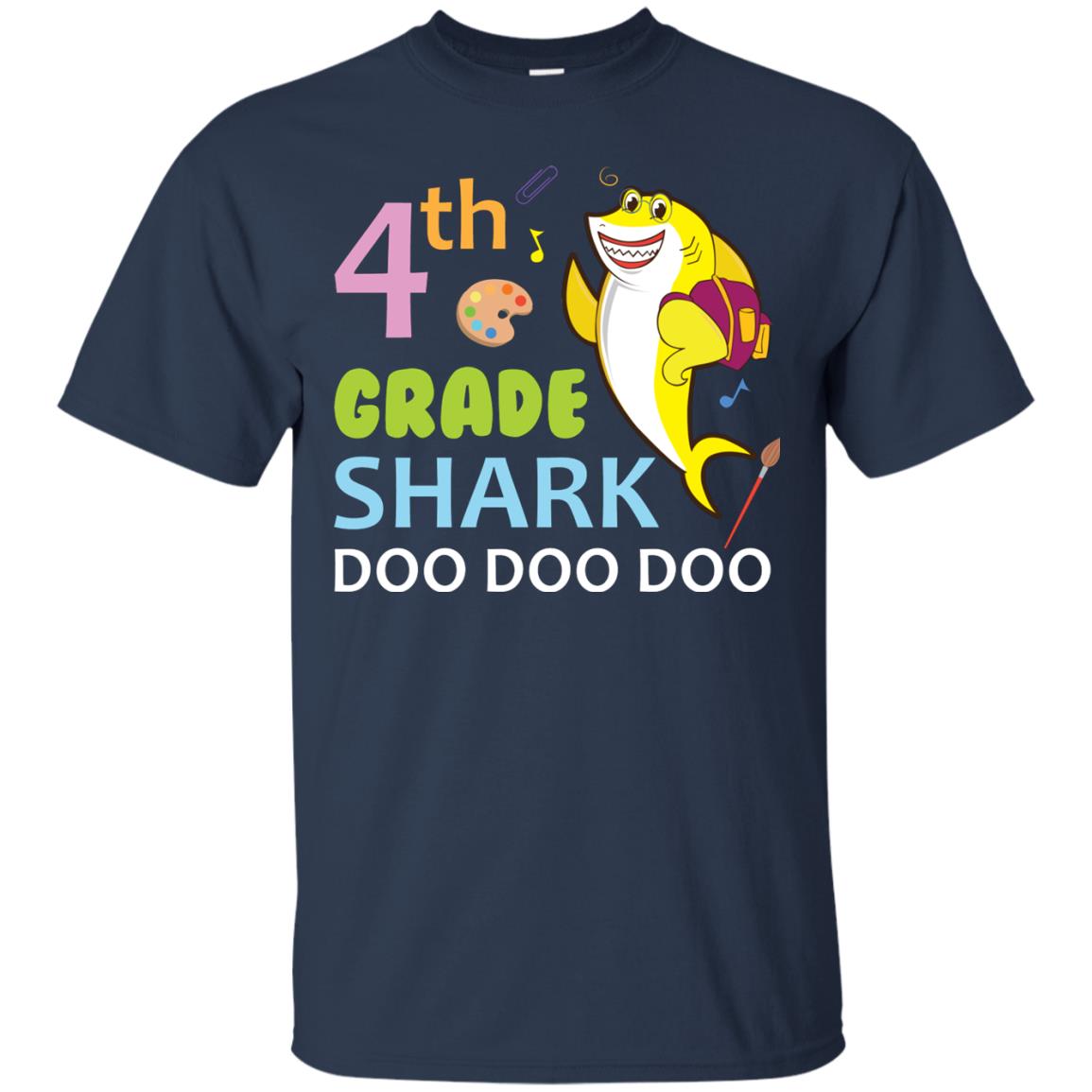 4th Grade Shark Doo Doo Doo Back To School T-shirt Navy