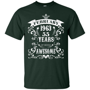 55th Birthday Shirt Awesome Born In February 1963 55 Years Of Being Awesome