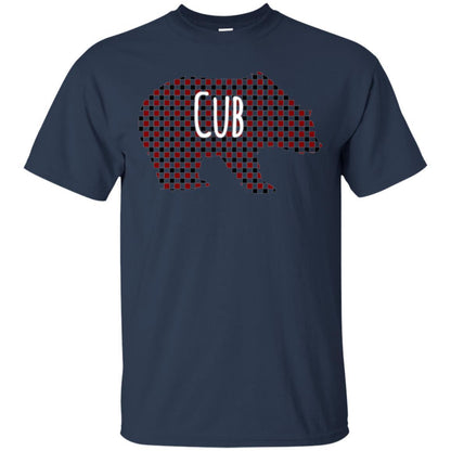 Family Christmas T-shirt Red Plaid Cub Bear Navy